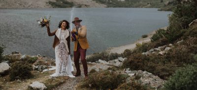 Photo of couple in canyon elopement destination.