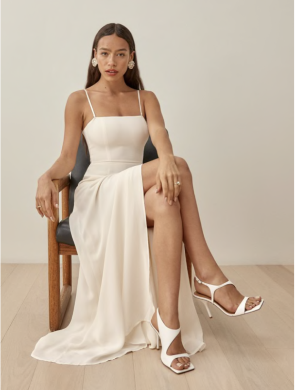 Modern Elopement Dress, Simple and Elegant White Dress